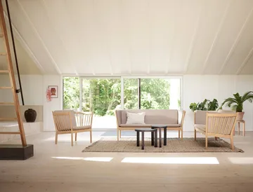 Sofá J149 - Tela marrón-roble lacado, 3 plazas - FDB Møbler