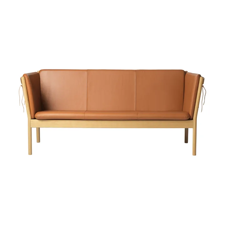 Sofá L45 MK154 - Roble lacado-cuero cognac - FDB Møbler