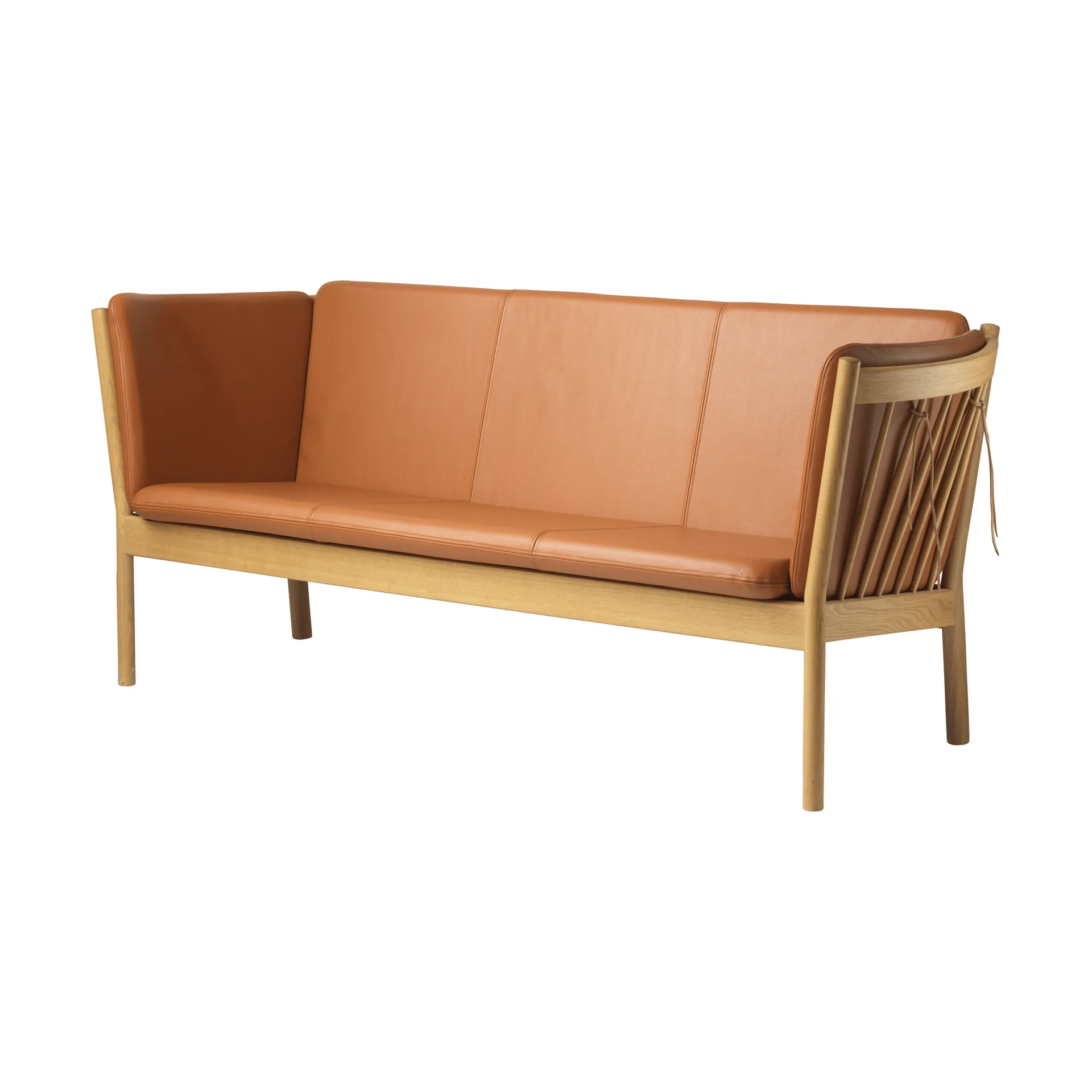 Sofá L45 MK154, Roble lacado-cuero cognac FDB Møbler