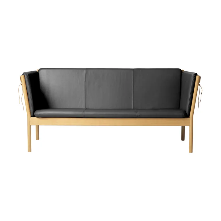 Sofá L45 MK154 - Roble lacado-cuero negro - FDB Møbler