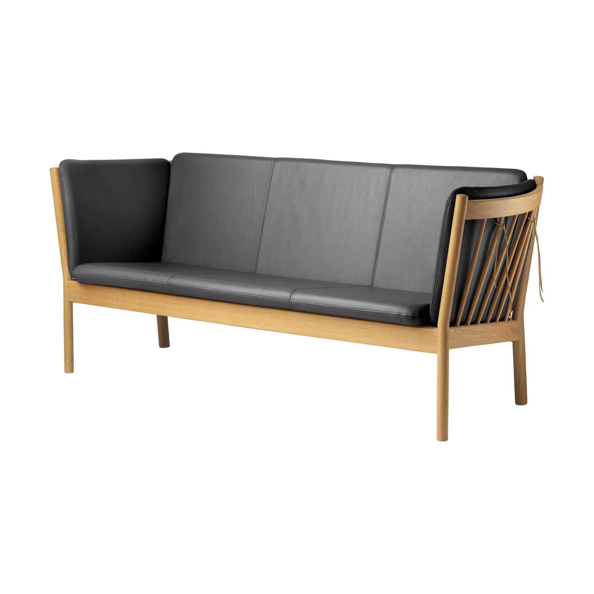 Sofá L45 MK154, Roble lacado-cuero negro FDB Møbler