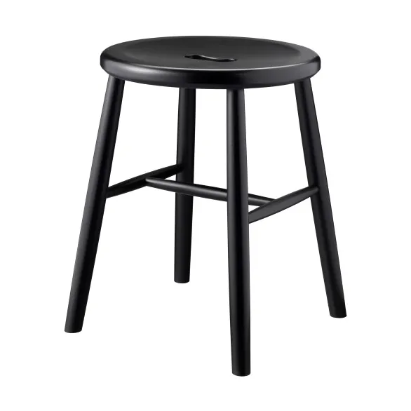 Taburete redondo J27 - Beech black painted, Ø35x45,5 cm - FDB Møbler