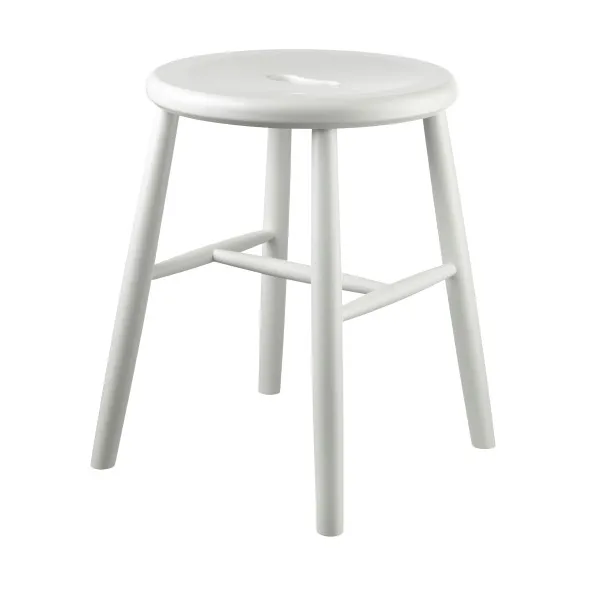 Taburete redondo J27 - Beech white painted, Ø35x45,5 cm - FDB Møbler