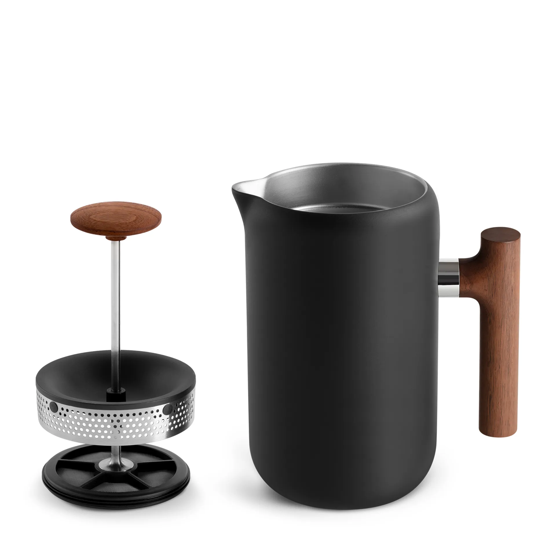 Cafetera de prensa Clara 70,9 cl, Matte black-walnut Fellow