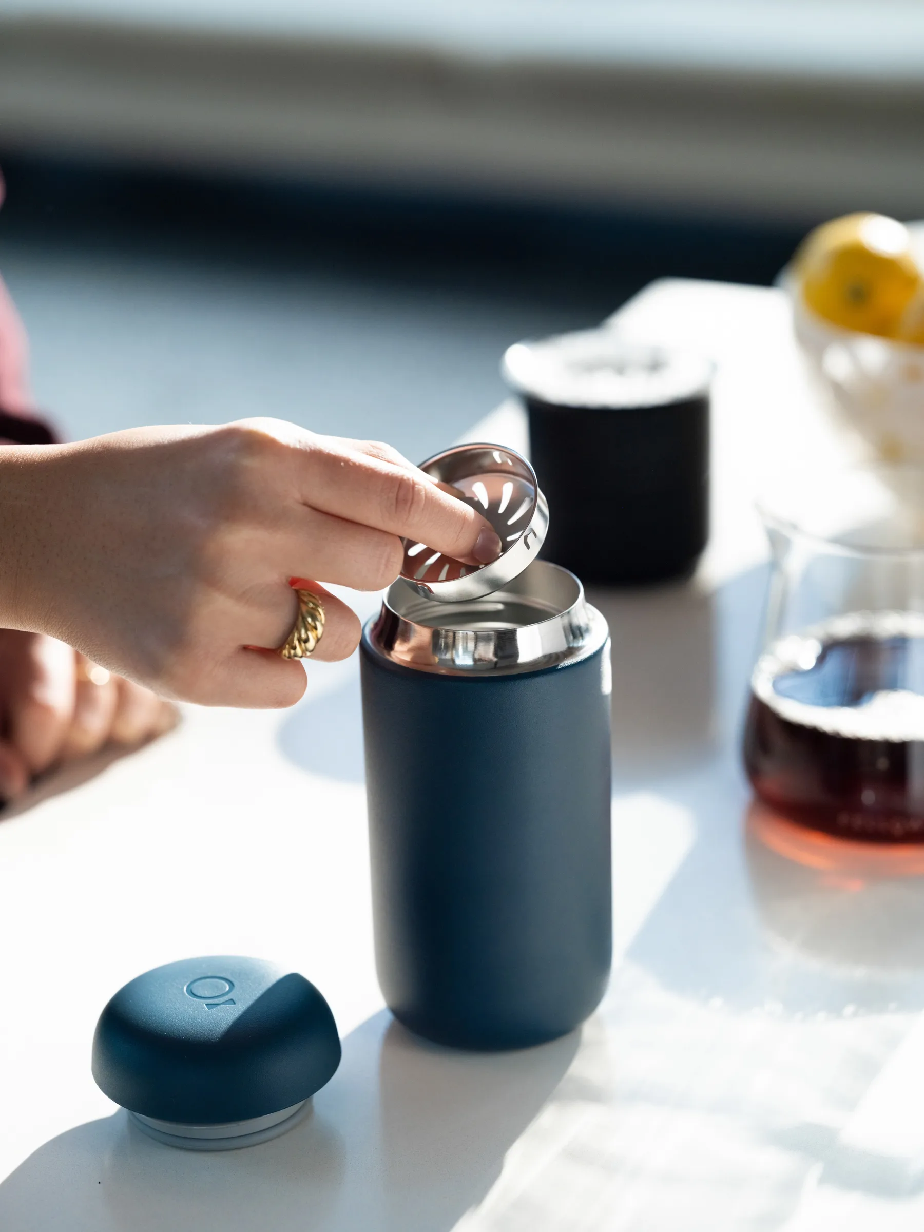 Taza térmica Carter con protección contra salpicaduras 35 cl, Stone blue Fellow