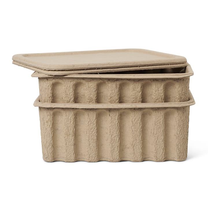 2 Cajas de almacenaje de cartón con tapa Ferm - marrón - Ferm Living