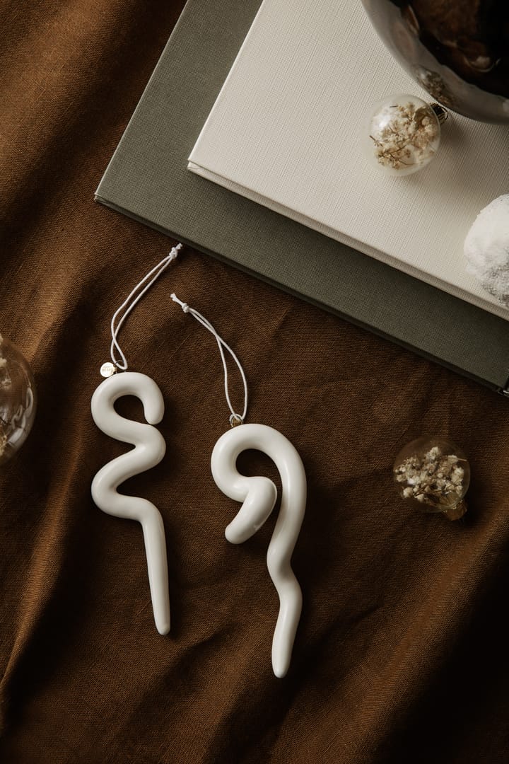 2 Colgantes de navidad Doodle 14,5 cm, Off-white Ferm Living
