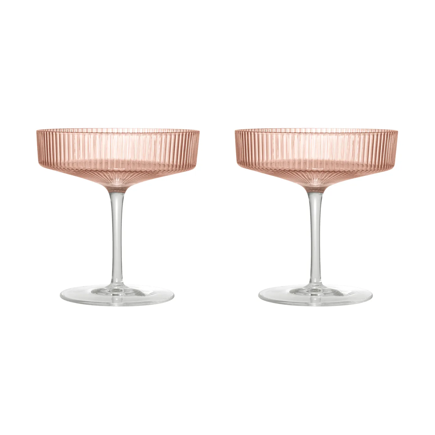 2 Copas de champán Ripple, Blush Ferm Living