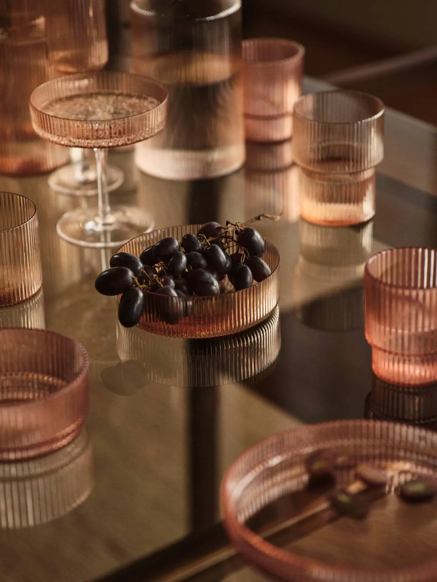 2 Copas de champán Ripple, Blush Ferm Living