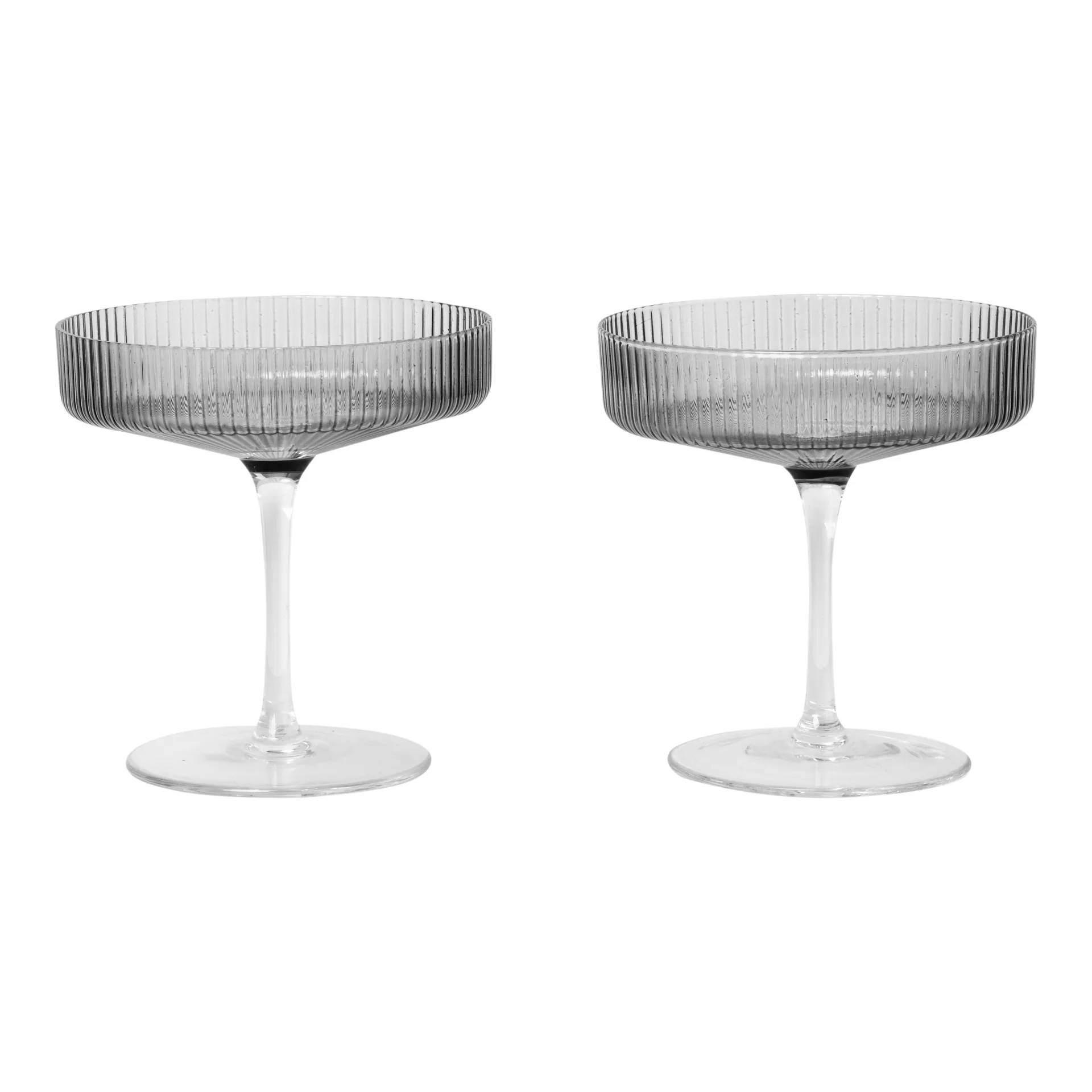 2 Copas de champán Ripple, smoked grey Ferm Living