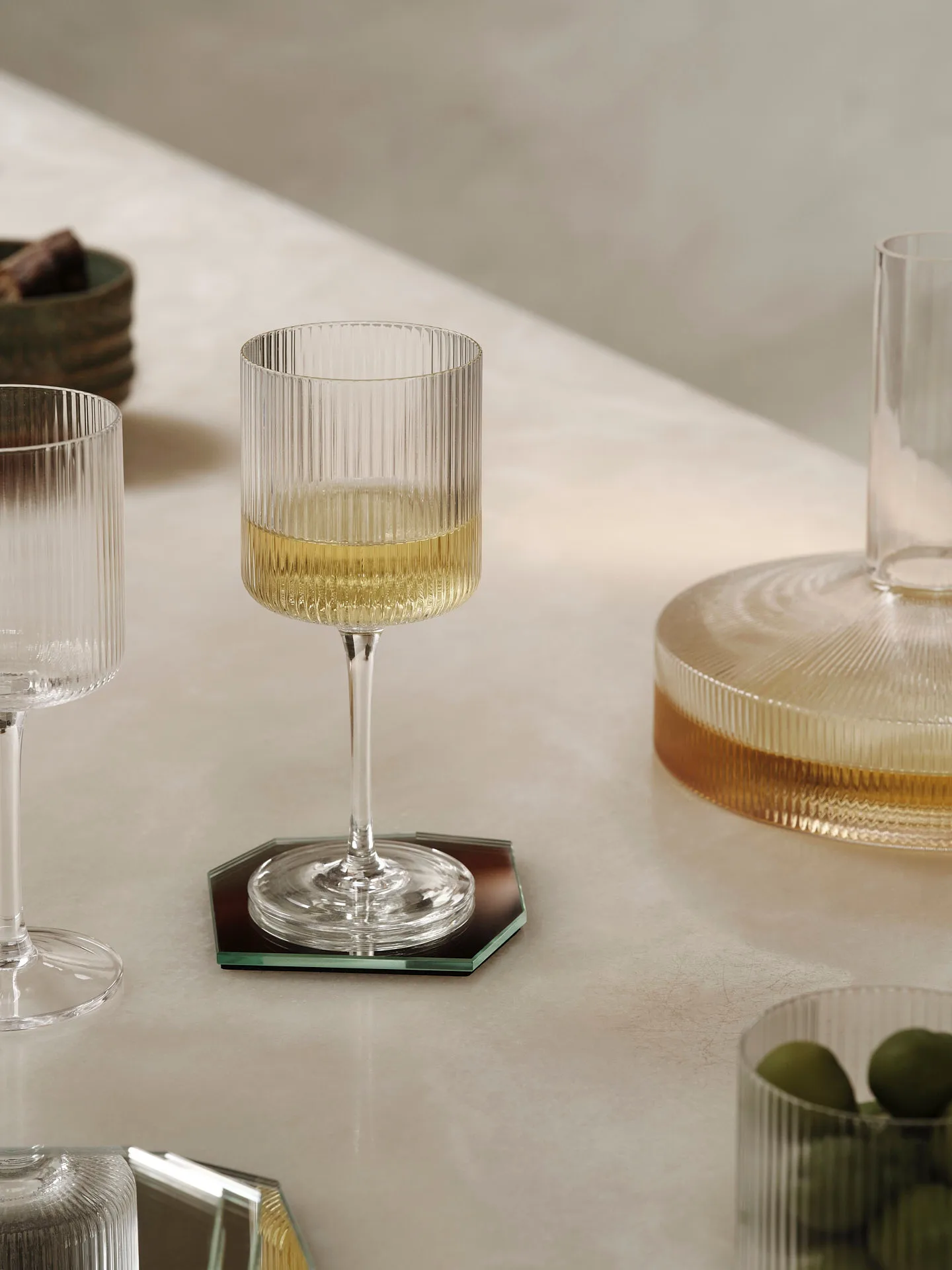 2 Copas de vino blanco Ripple 26 cl, Clear Ferm Living