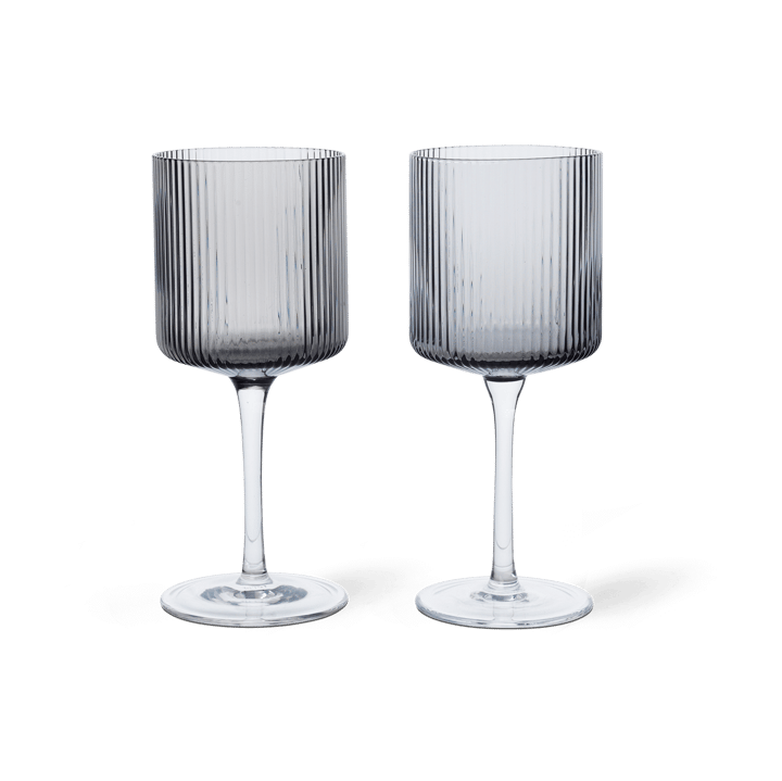 2 Copas de vino blanco Ripple 26 cl - Smoked grey - Ferm Living