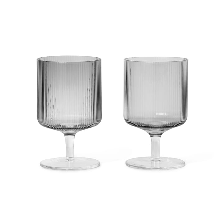 2 Copas de vino Ripple - Smoked grey - Ferm Living