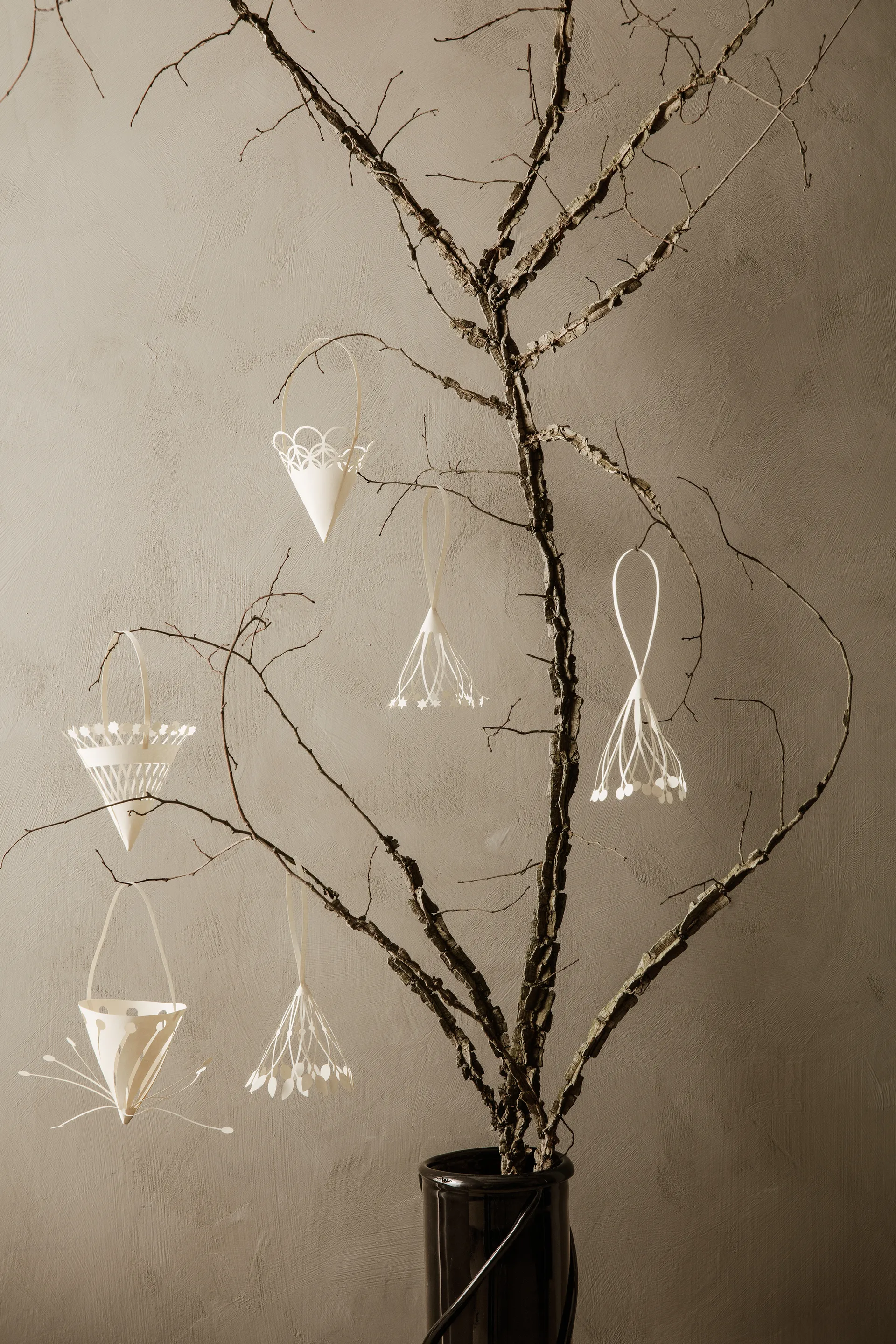 3 Colgantes de navidad conos Ø10cm, Off-white Ferm Living