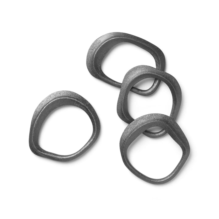 4 Anillos servilleteros Flow - negro latón - Ferm Living