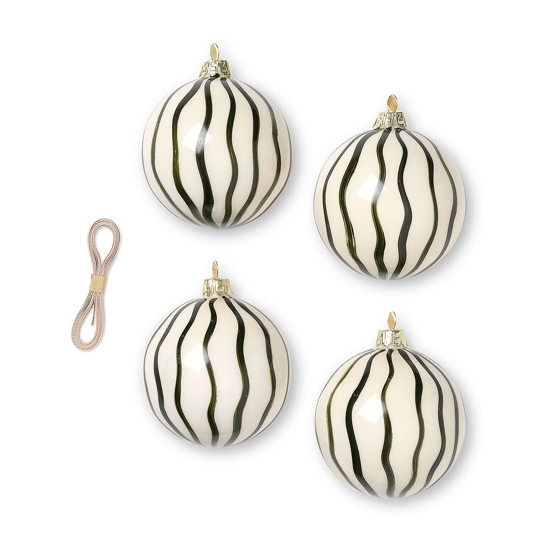 4 Bolas de navidad Lines Ø8 cm, verde Ferm Living
