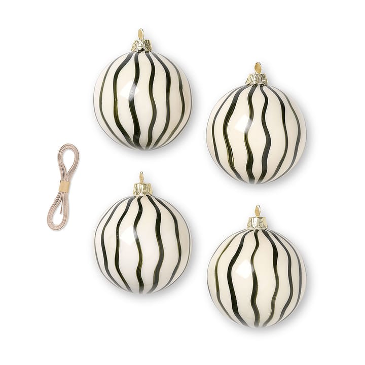 4 Bolas de navidad Lines Ø8 cm, verde Ferm Living