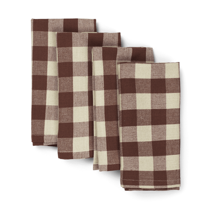 4 Servilletas de algodón Bothy Check bomullsservett 40x40 cm - Cinnamon-grey green - Ferm Living