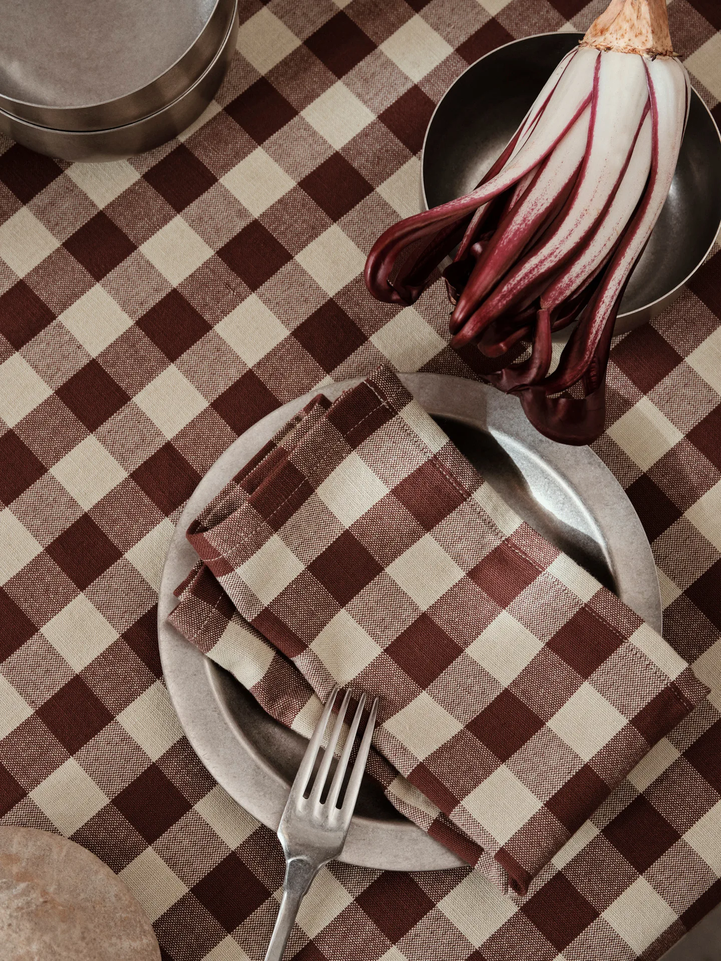 4 Servilletas de algodón Bothy Check bomullsservett 40x40 cm, Cinnamon-grey green Ferm Living