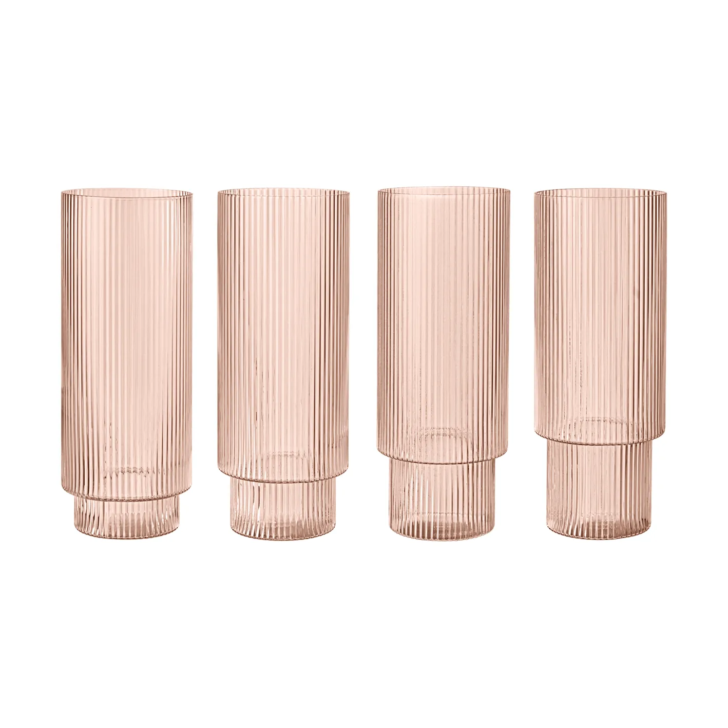 4 Vasos altos Ripple, Blush Ferm Living
