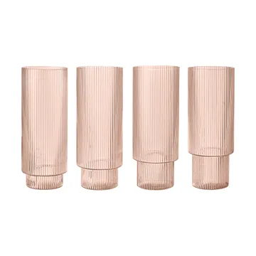 4 Vasos altos Ripple - Blush - Ferm Living