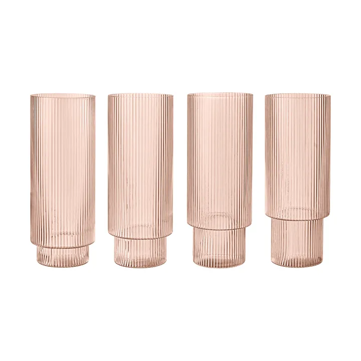 4 Vasos altos Ripple - Blush - Ferm Living