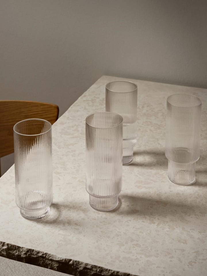 4 Vasos altos Ripple, transparente Ferm Living