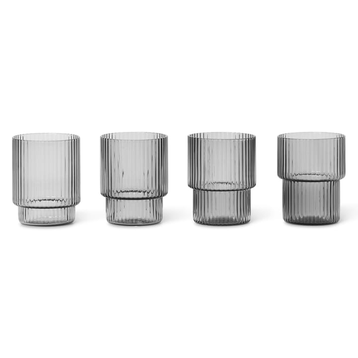 4 Vasos Ripple small 6 cl - Smoked grey - Ferm Living