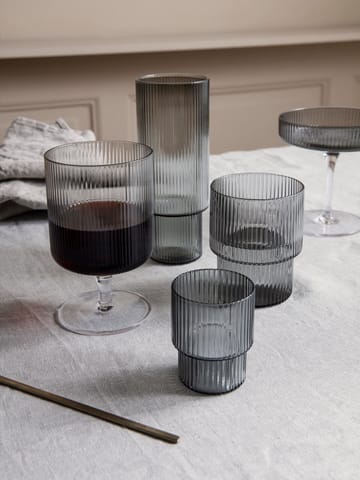 4 Vasos Ripple small 6 cl - Smoked grey - Ferm Living