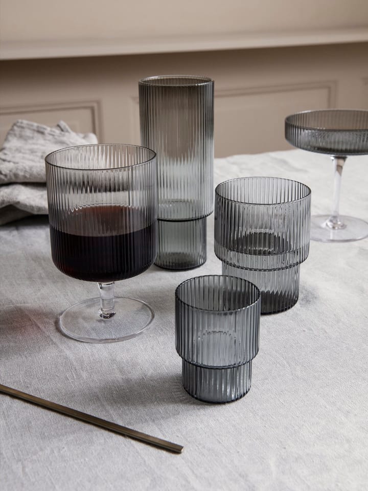 4 Vasos Ripple small 6 cl, Smoked grey Ferm Living