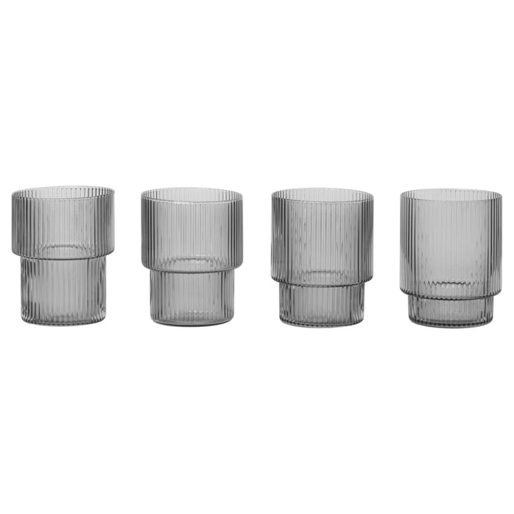 4 Vasos Ripple - smoked grey - Ferm Living
