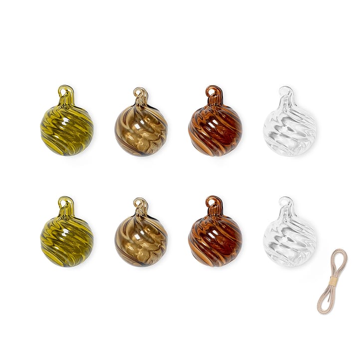 8 Bolas de navidad Twirl small Ø4 cm, Multi Ferm Living