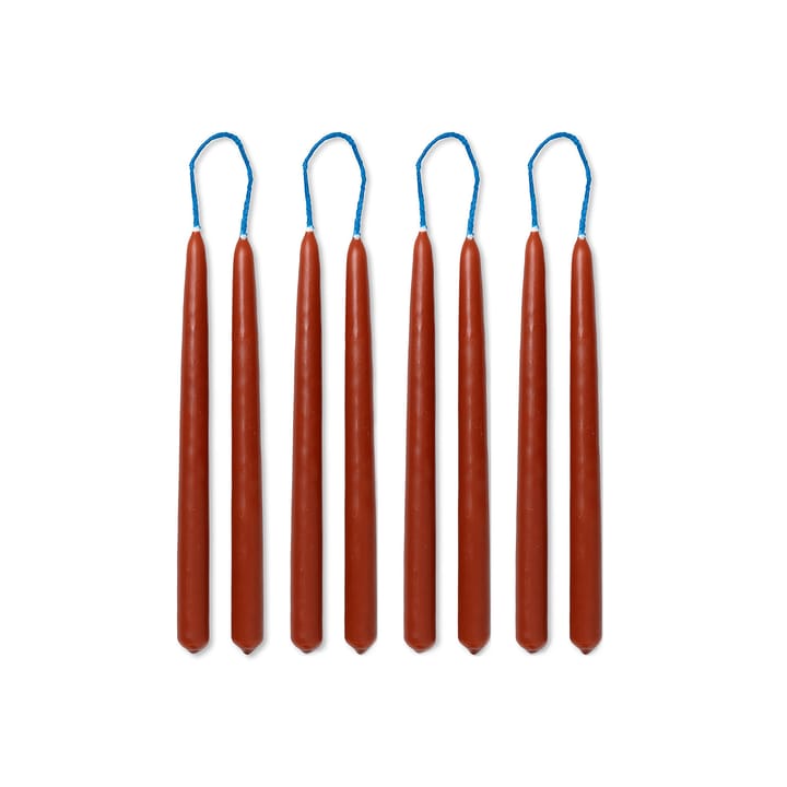 8 Velas hechas a mano Dipped candles 15 cm, Rust Ferm Living