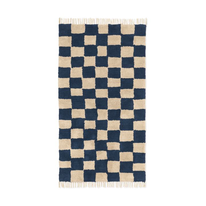 Alfombra de algodón Mara 80x150 cm - Azul profundo-Arena cálida - Ferm Living