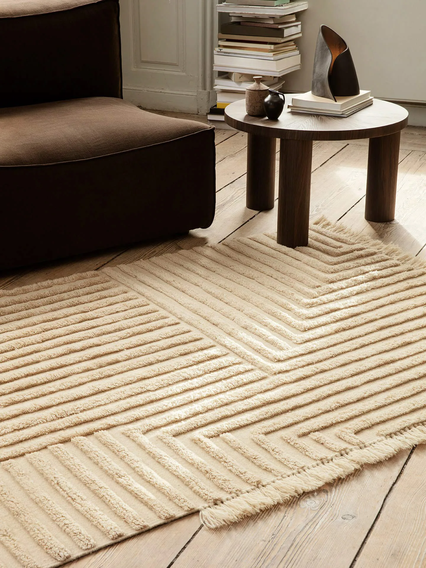 Alfombra de lana Crease 140x200 cm, Light Sand Ferm Living