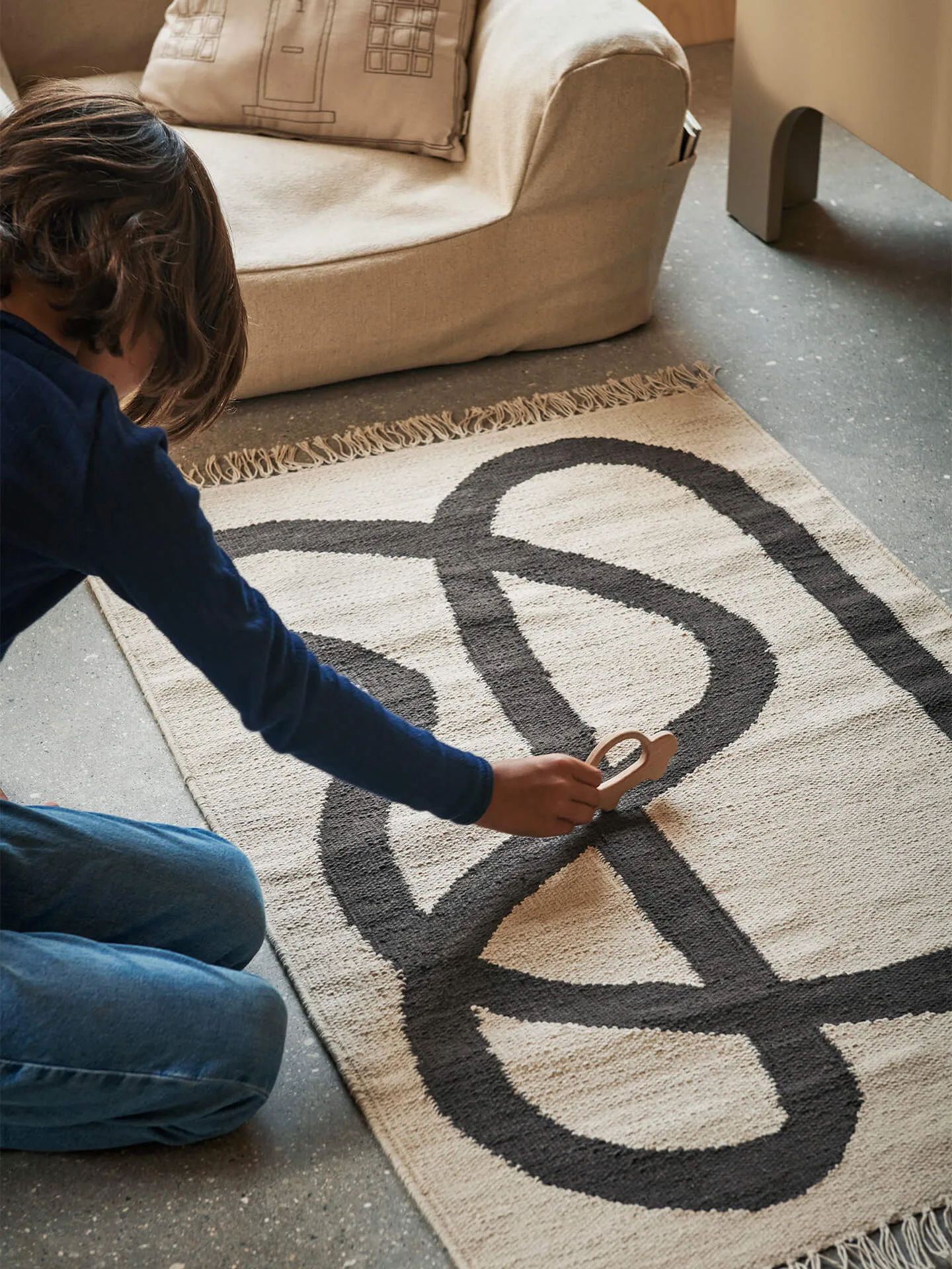 Alfombra Lane 70x105 cm, Blanco roto - Chocolate Ferm Living