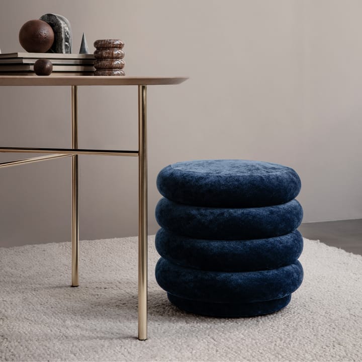 Asiento puf Puff Round, Tela faded velvet 3 forest Ferm Living