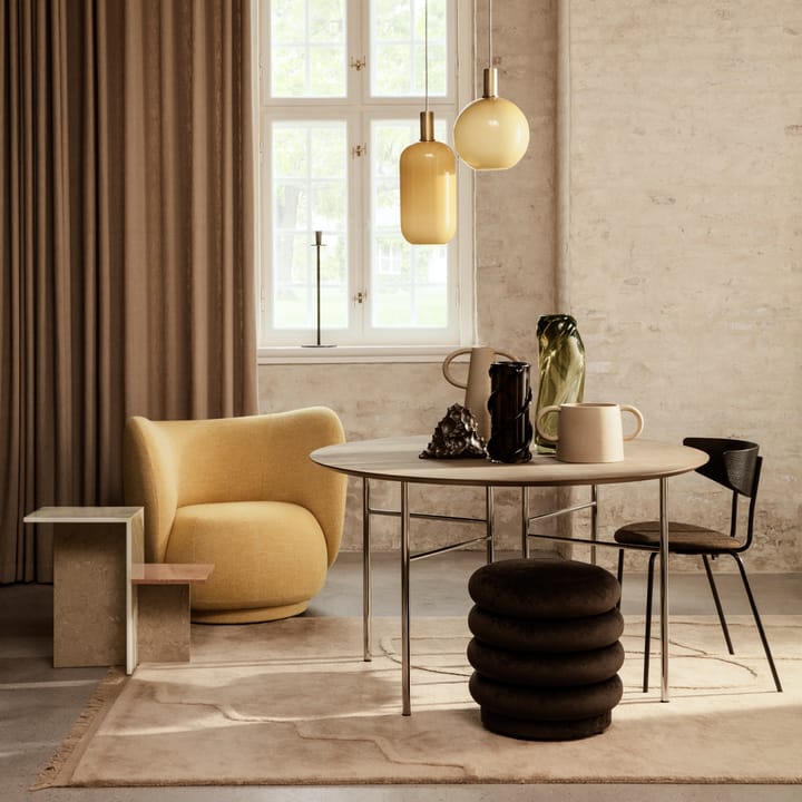 Asiento puf Puff Round, Tela faded velvet 3 forest Ferm Living