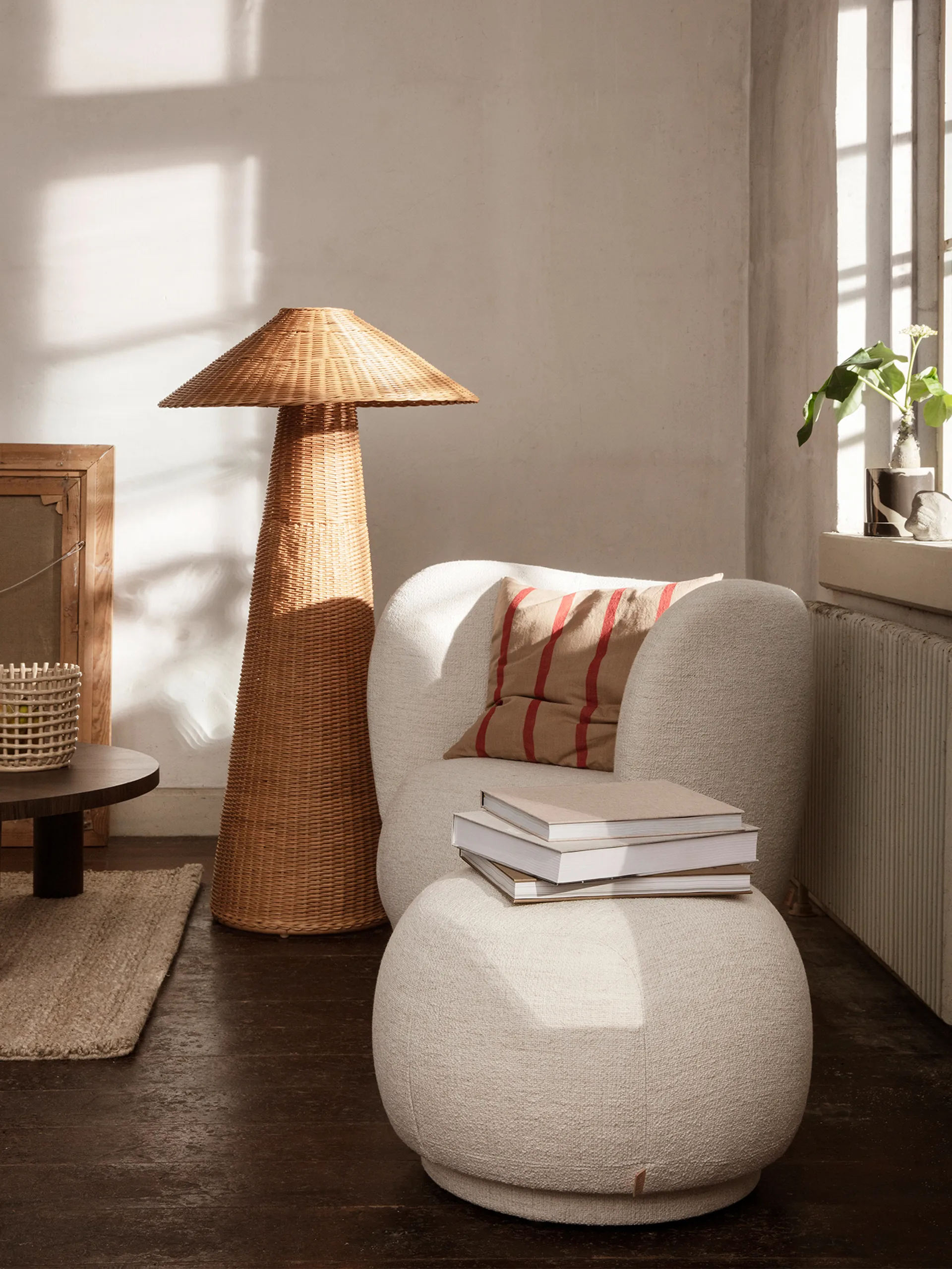 Asiento puff Rico pouf, Bouclé offwhite Ferm Living