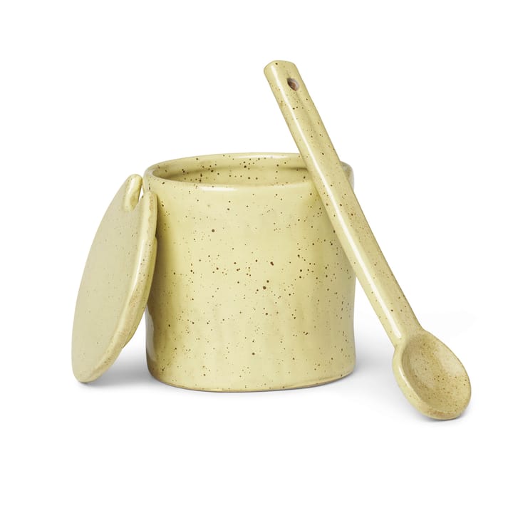 Bote para mermelada con cuchara Flow - Amarillo moteado - Ferm LIVING
