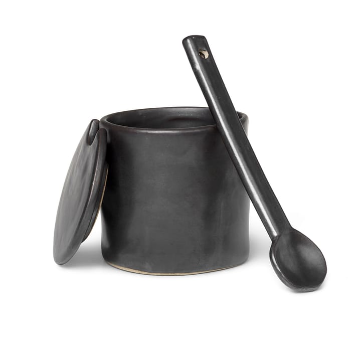Bote para mermelada con cuchara Flow - negro - Ferm Living