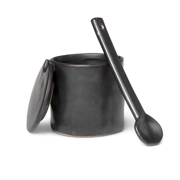 Bote para mermelada con cuchara Flow - negro - Ferm LIVING