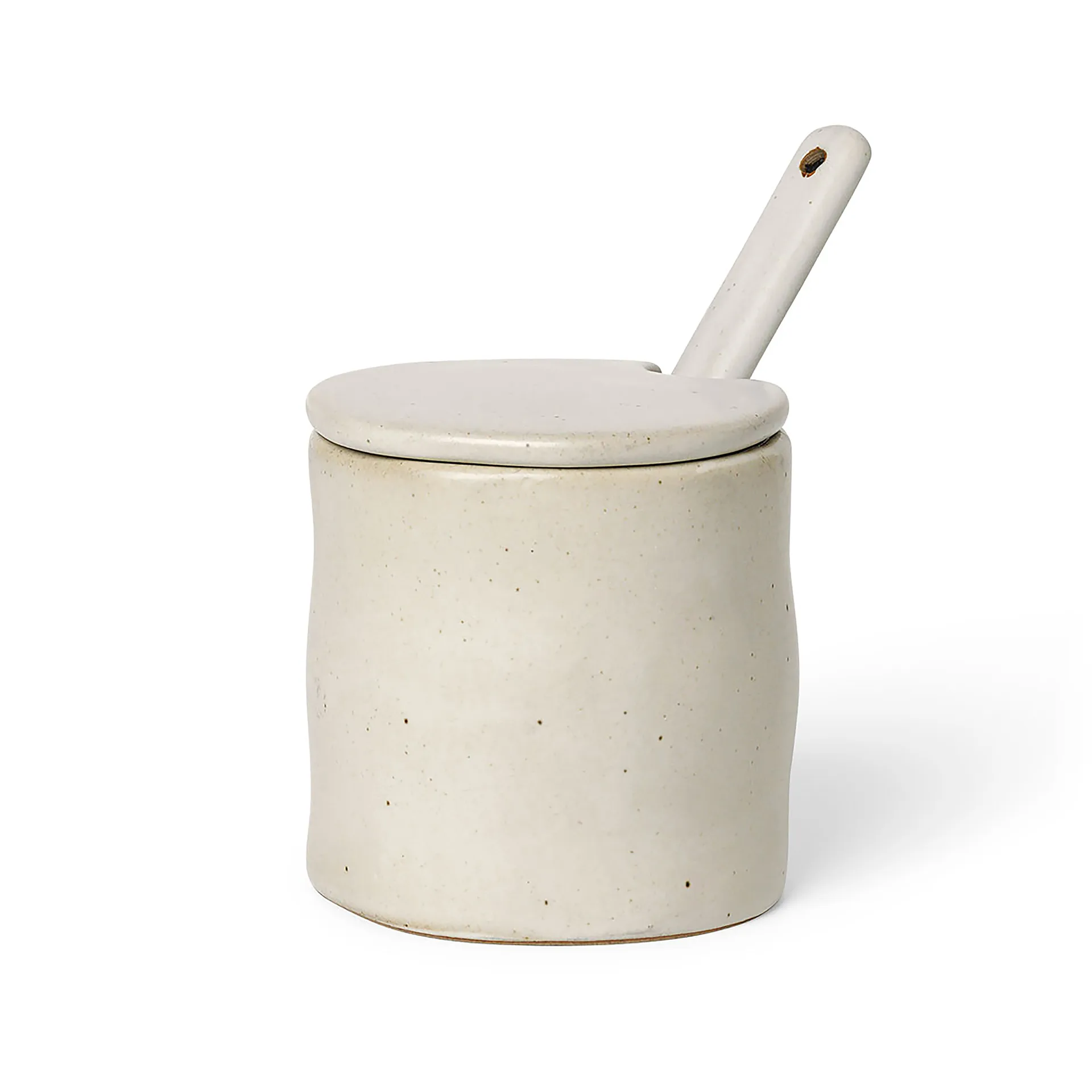 Bote para mermelada con cuchara Flow, Off-white speckle Ferm Living
