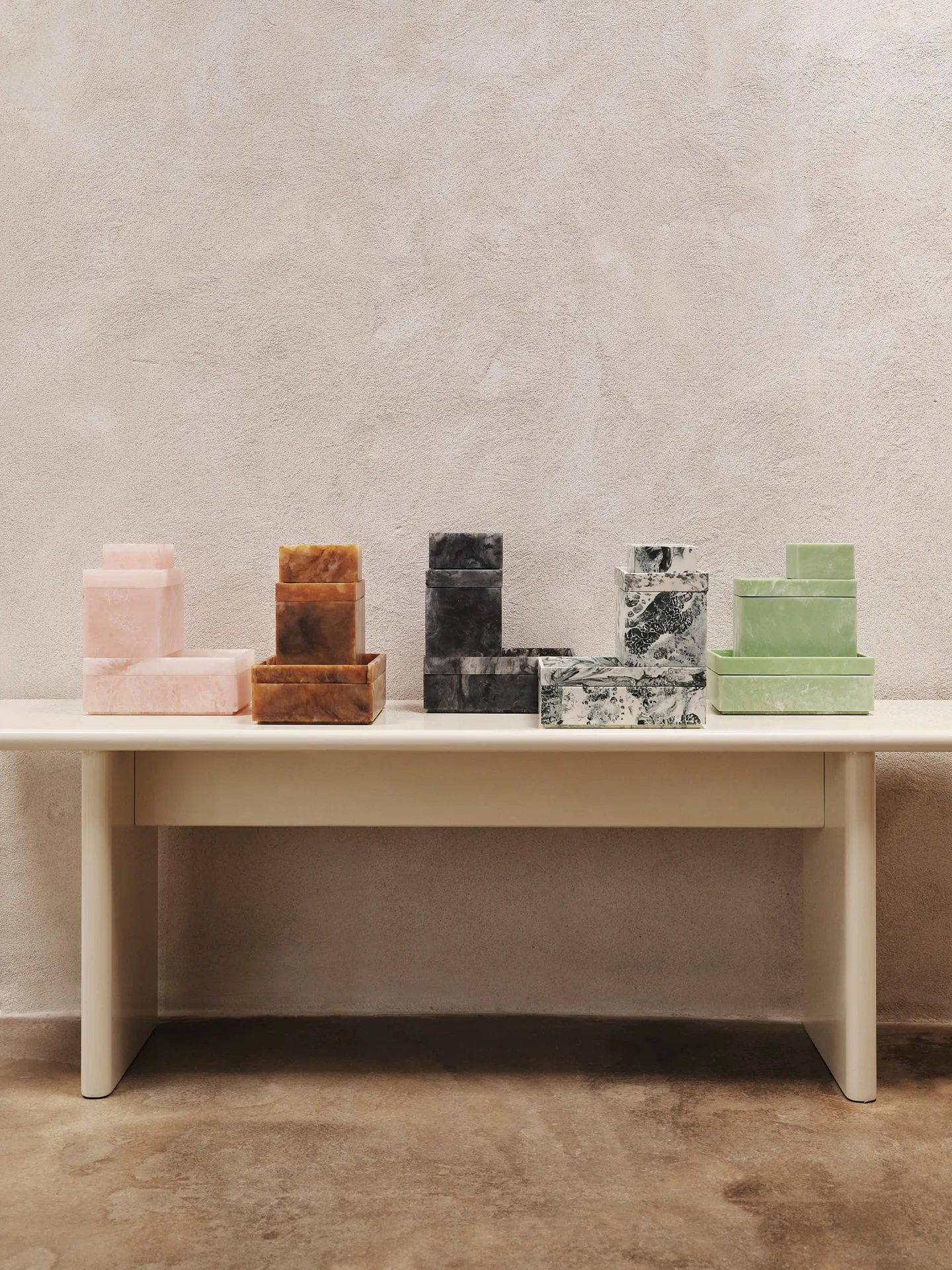 Caja de almacenamiento Mist 7,5x10 cm, Emerald-off white Ferm Living