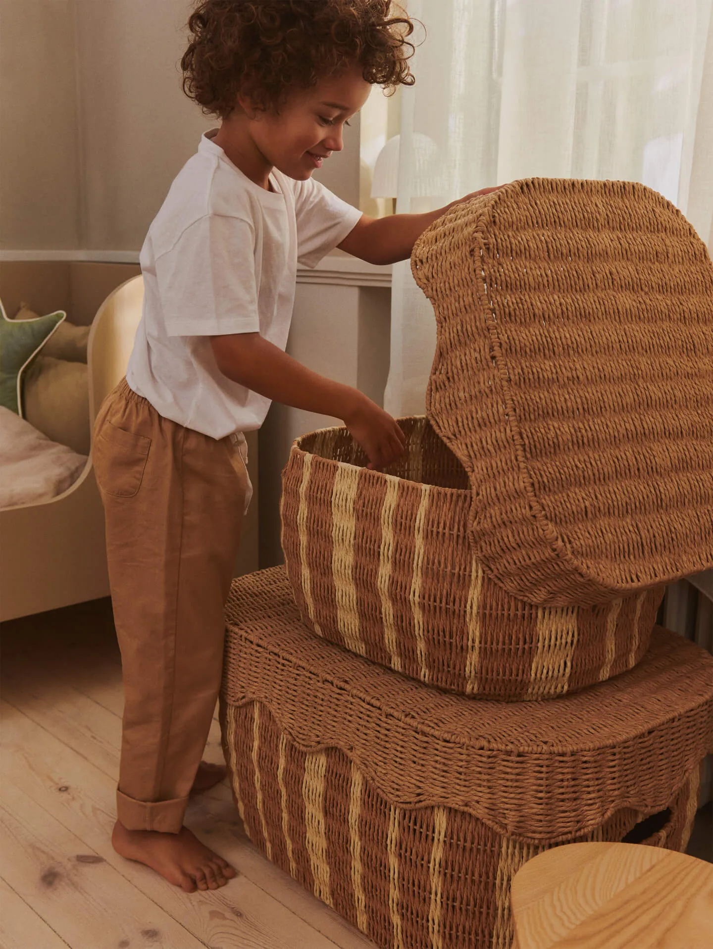 Cesta de almacenamiento Rivan, 2 piezas, Natural-off-white Ferm Living