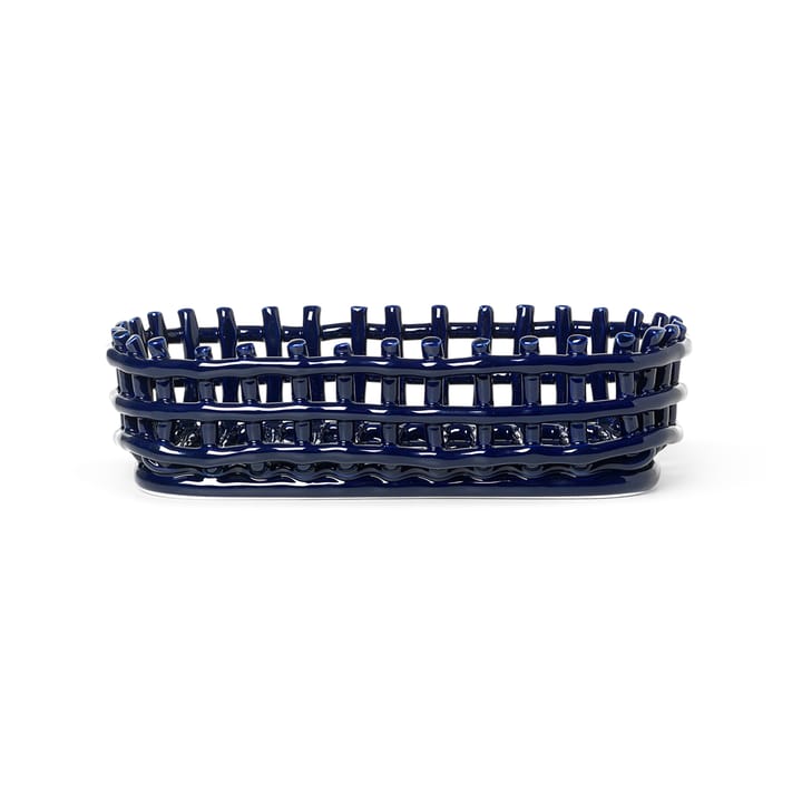 Cesta ovalada Ceramic trenzada 15x30 cm - azul - Ferm Living