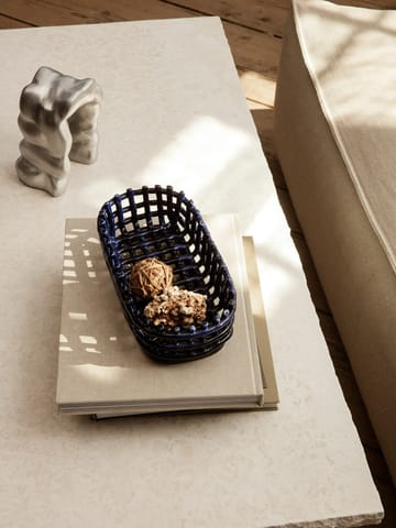 Cesta ovalada Ceramic trenzada 15x30 cm - azul - Ferm Living