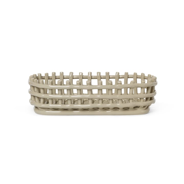 Cesta ovalada Ceramic trenzada 15x30 cm - Cashmere - Ferm Living