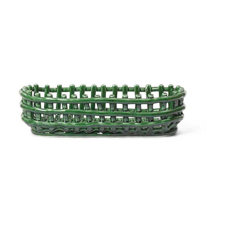 Cesta ovalada Ceramic trenzada 15x30 cm - Emerald Green - Ferm Living