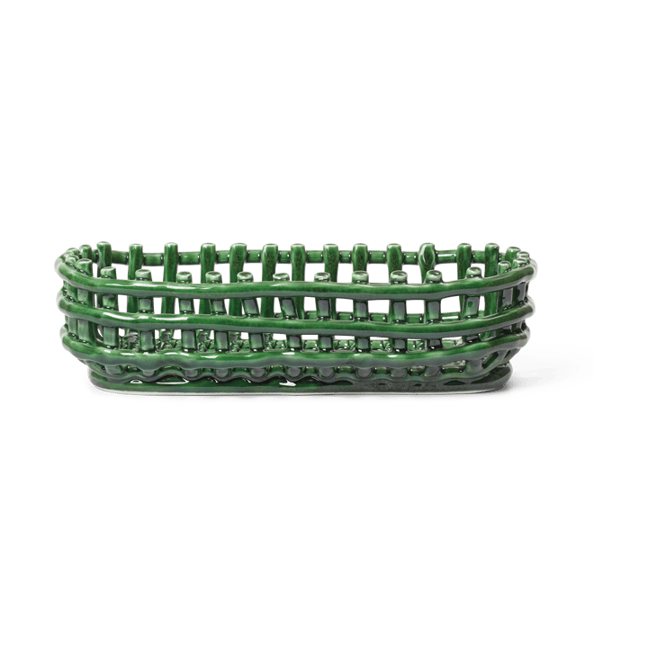 Cesta ovalada Ceramic trenzada 15x30 cm - Emerald Green - Ferm LIVING